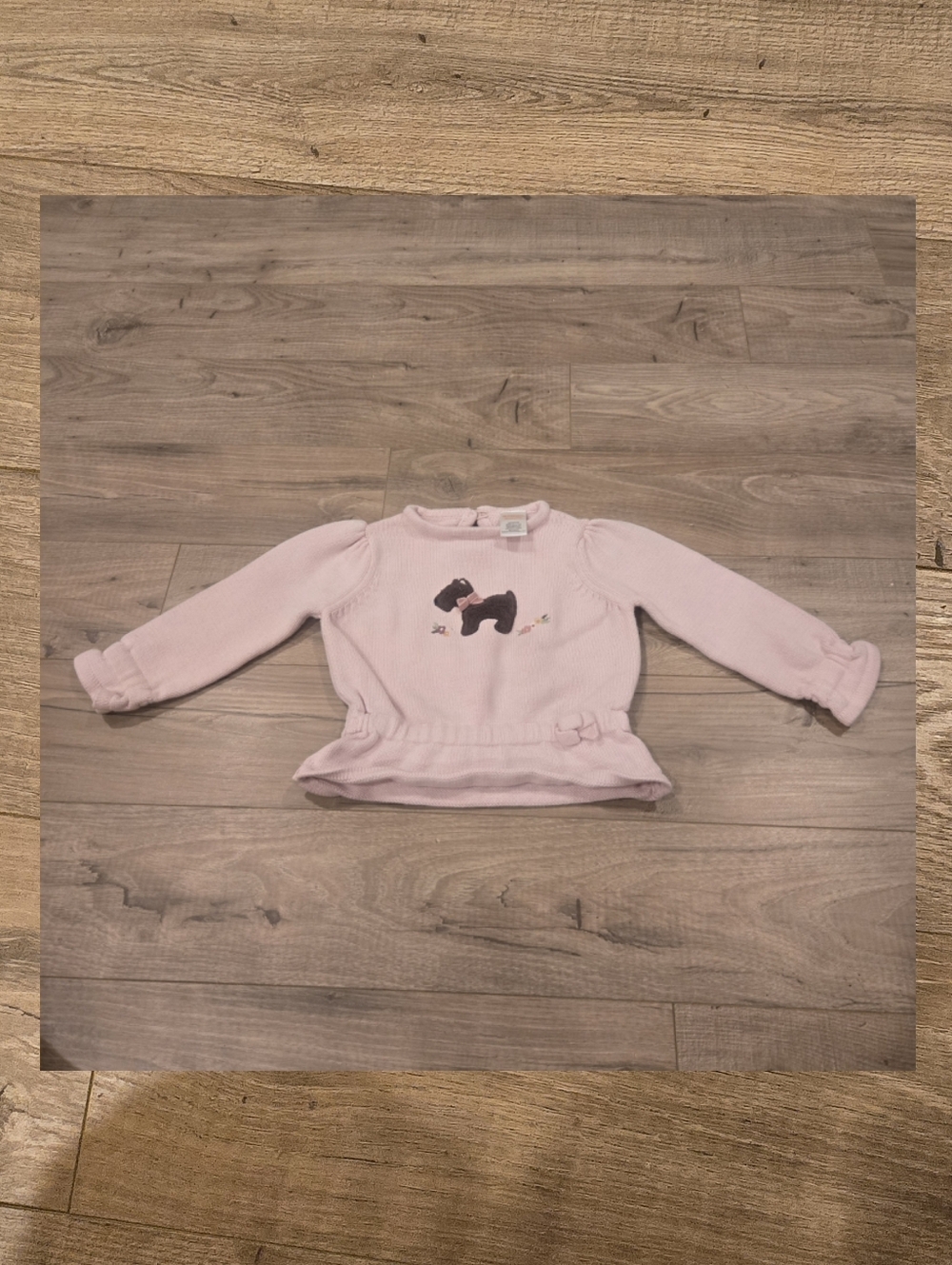 Vintage Gymboree Light Pink Girl Detective Y2K Scottie Dog Sweater Size 18-24mos